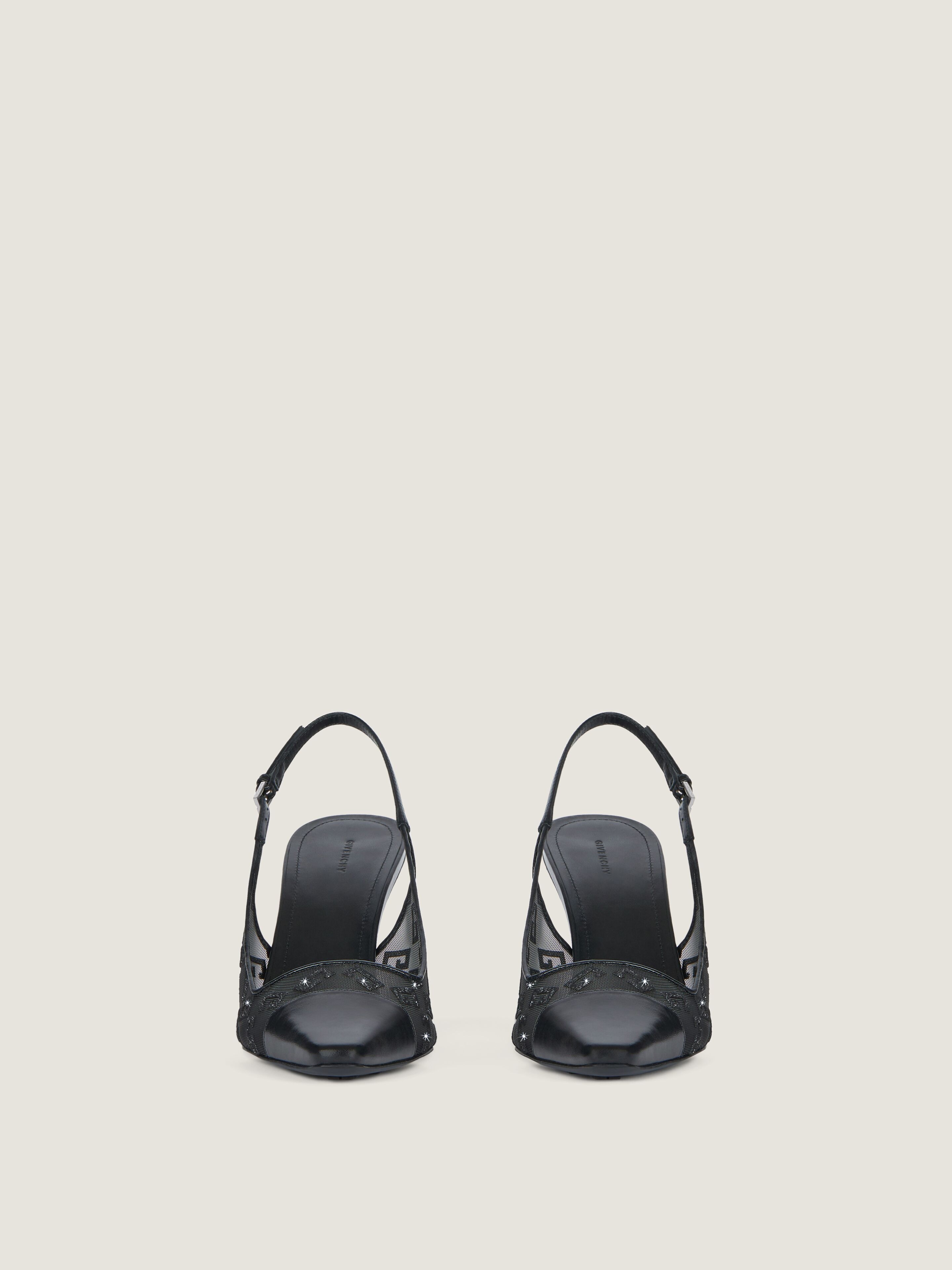 G Cube slingbacks in monogram 72 mesh with lurex